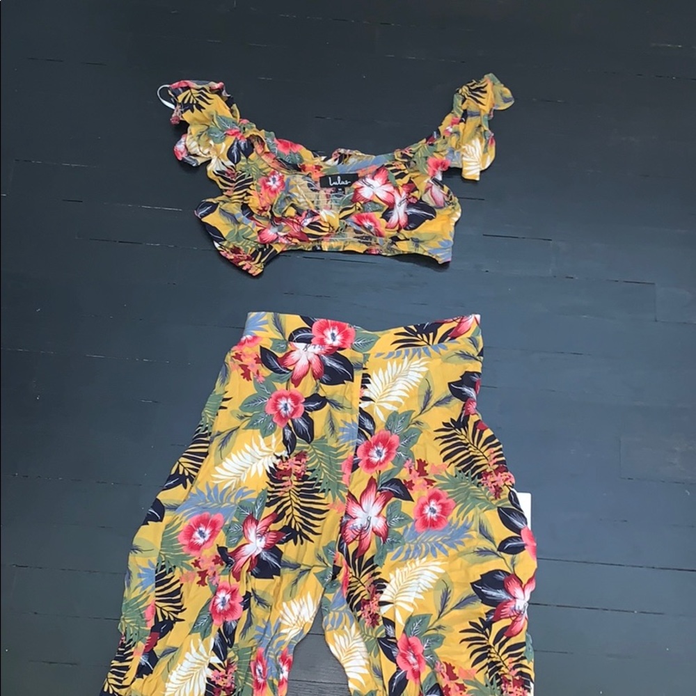 Yellow Two Piece Tropical Set